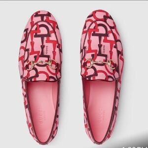 Gucci Pink GG Monogram Horsebit Loafers